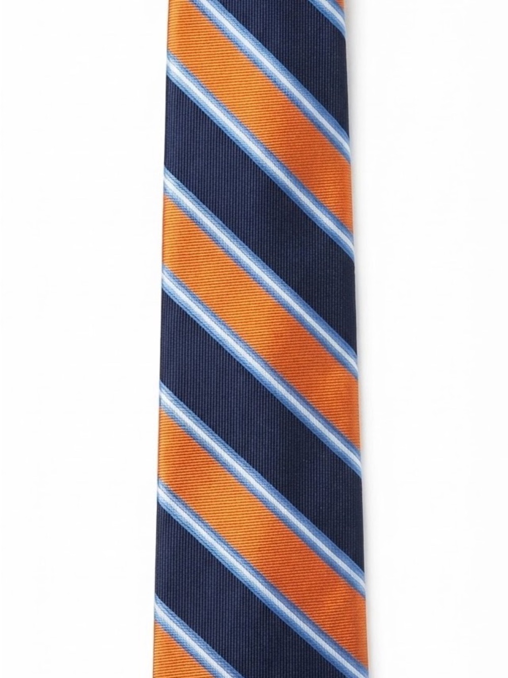 Brooks Brothers Navy, Orange and Light Blue Striped Silk Tie